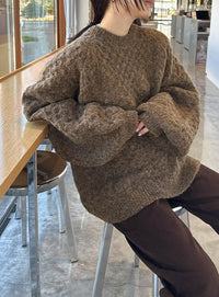 【サイズ展開あり】オーバーサイズハニカムニット【by SON】