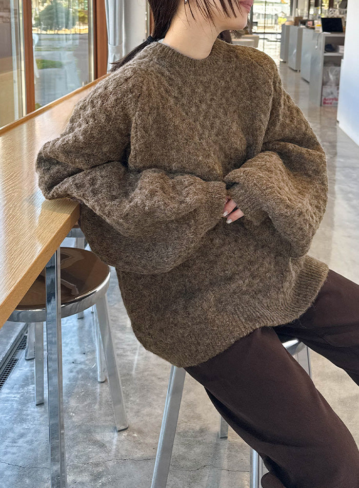 【サイズ展開あり】オーバーサイズハニカムニット【by SON】