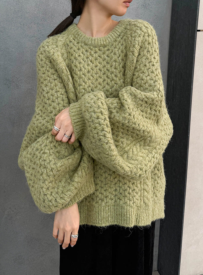 【サイズ展開あり】オーバーサイズハニカムニット【by SON】