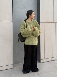 【サイズ展開あり】オーバーサイズハニカムニット【by SON】