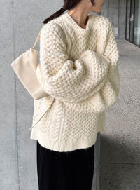 【サイズ展開あり】オーバーサイズハニカムニット【by SON】