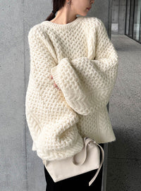 【サイズ展開あり】オーバーサイズハニカムニット【by SON】