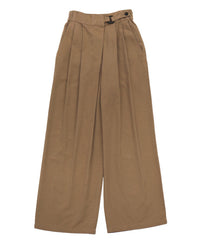 ベルトデザインワイドWタックパンツ