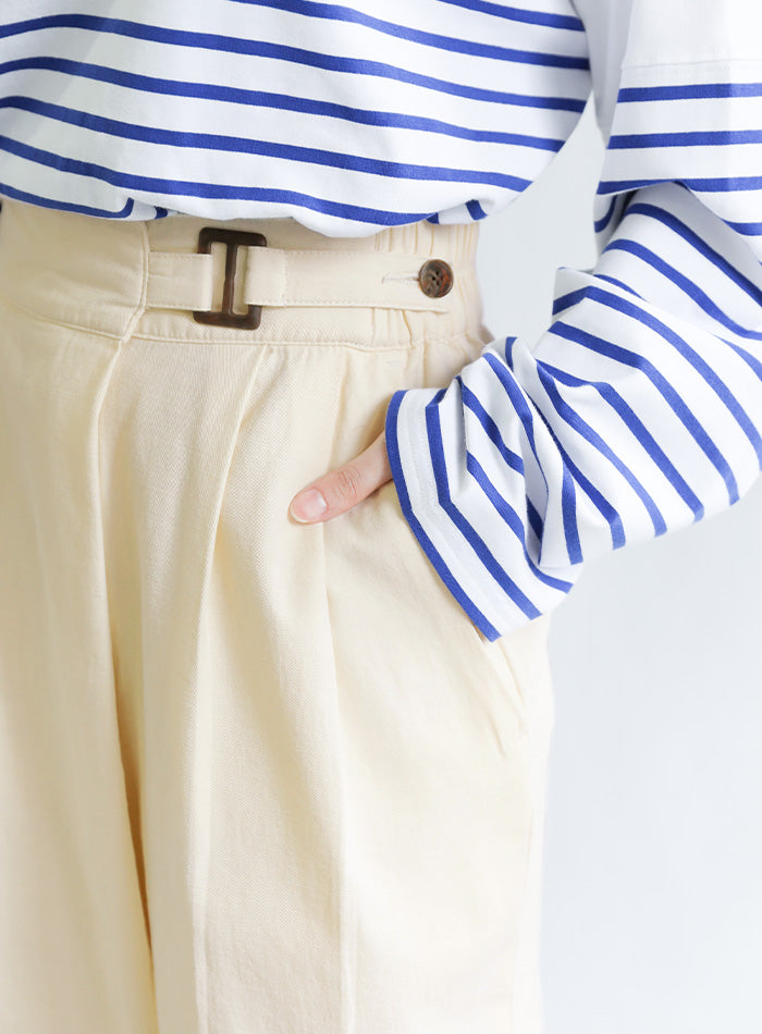 ベルトデザインワイドWタックパンツ