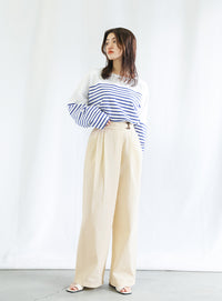 ベルトデザインワイドWタックパンツ