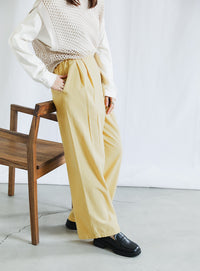 ベルトデザインワイドWタックパンツ