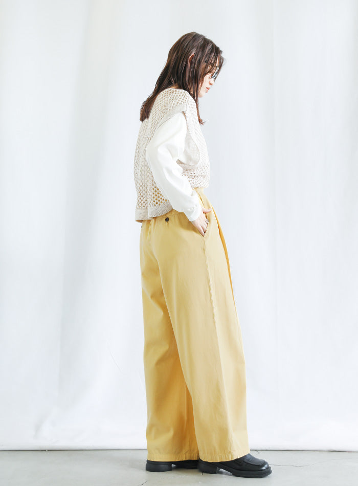 ベルトデザインワイドWタックパンツ