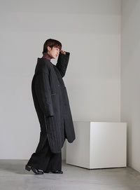 キルティングパイピングロングコート