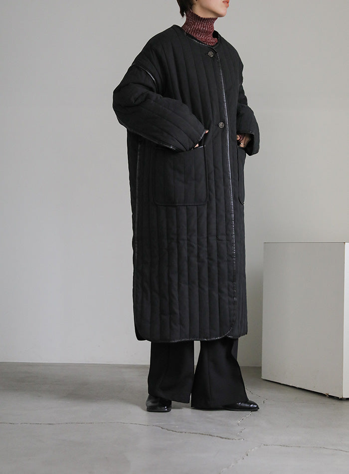キルティングパイピングロングコート【SALE】