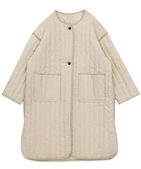 キルティングパイピングロングコート