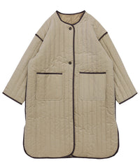 キルティングパイピングロングコート