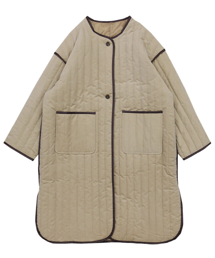 キルティングパイピングロングコート【SALE】