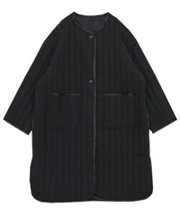 キルティングパイピングロングコート