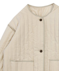 キルティングパイピングロングコート