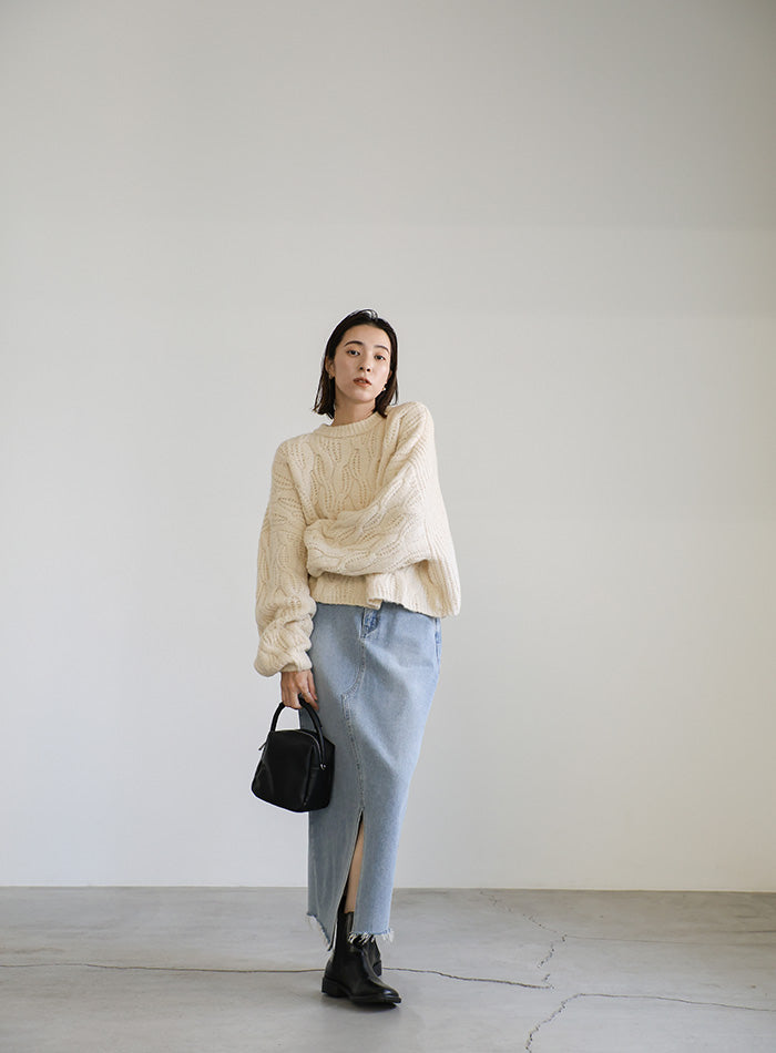 SLOANE グレー ショートスリーブニット 別注】＜SLOANE＞ シアー ショートスリーブ クルーネック ニット