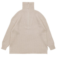 オーバーサイズリブ編みハーフジップニット【SALE】