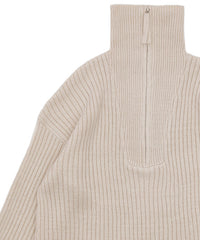 オーバーサイズリブ編みハーフジップニット【SALE】
