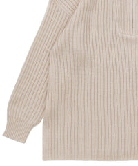 オーバーサイズリブ編みハーフジップニット【SALE】