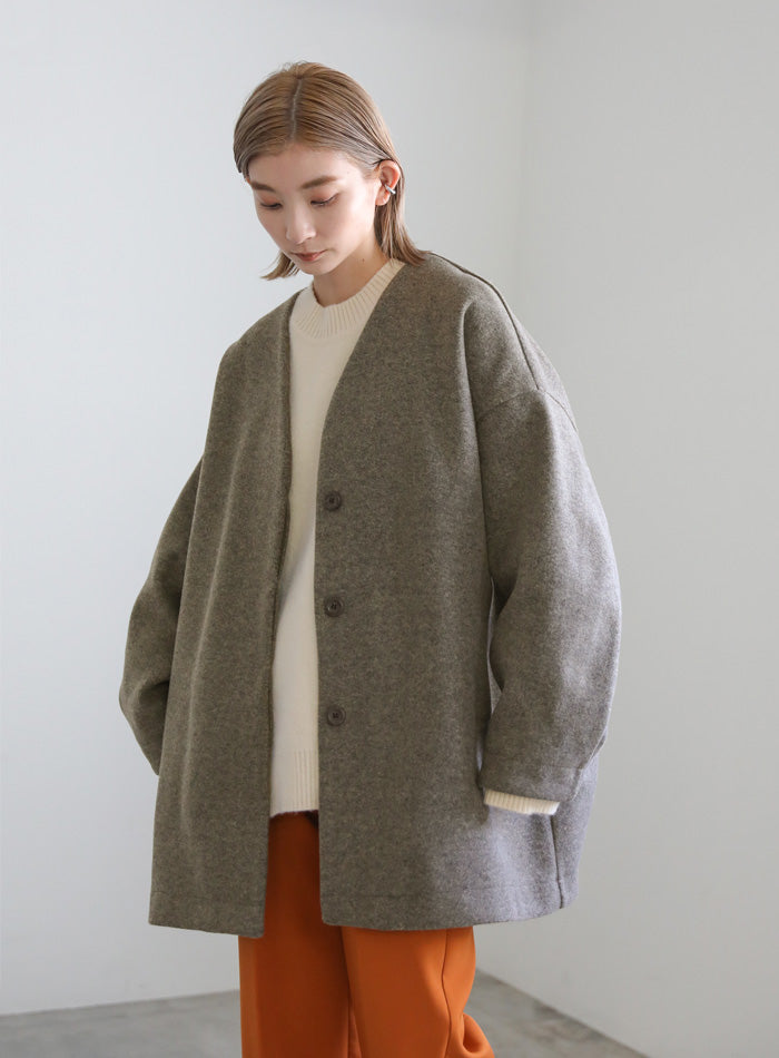 ノーカラーカットメルトンミドルコート【official限定】 – SELECT MOCA