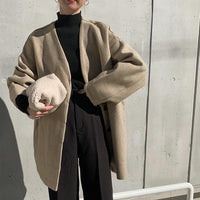 ノーカラーカットメルトンミドルコート【official限定】