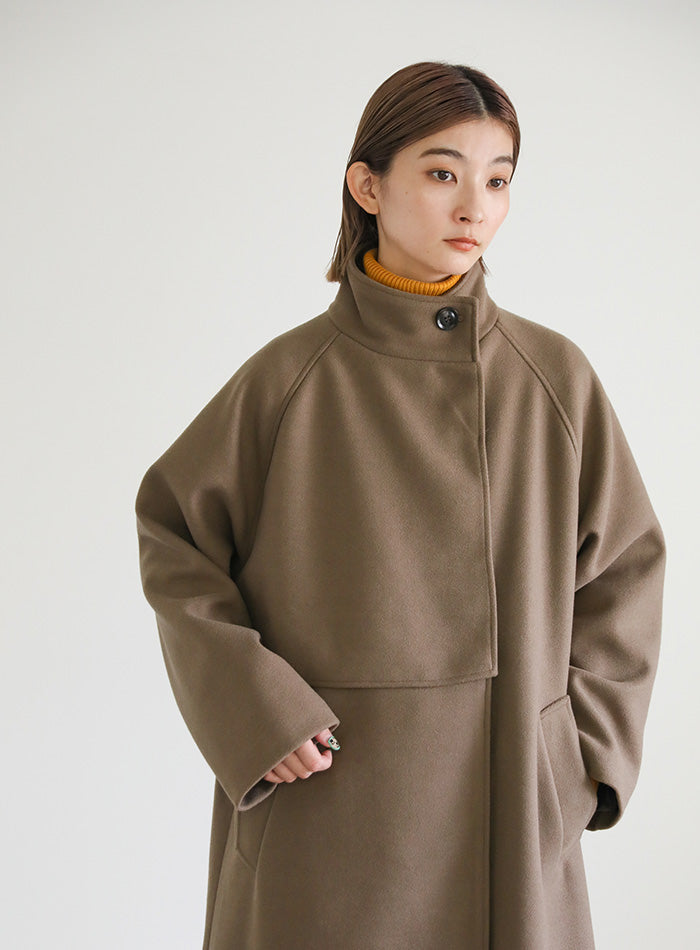 スタンドカラーフェイクウールケープコート【SALE】
