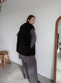 フェイクファーノーカラージレ