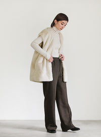 フェイクファーノーカラージレ