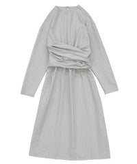 ウエストクロスストライプワンピース【SALE】
