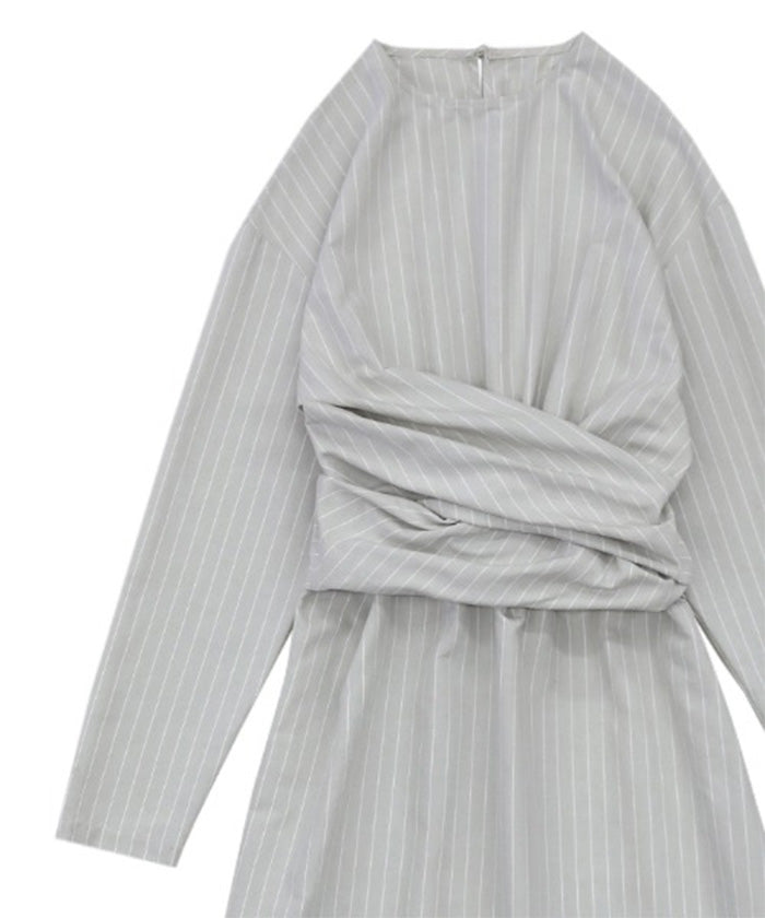 ウエストクロスストライプワンピース【SALE】