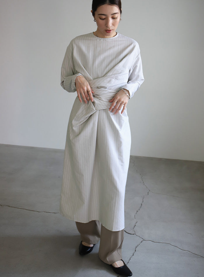 ウエストクロスストライプワンピース【SALE】
