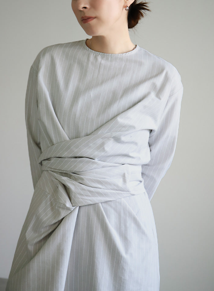 ウエストクロスストライプワンピース【SALE】