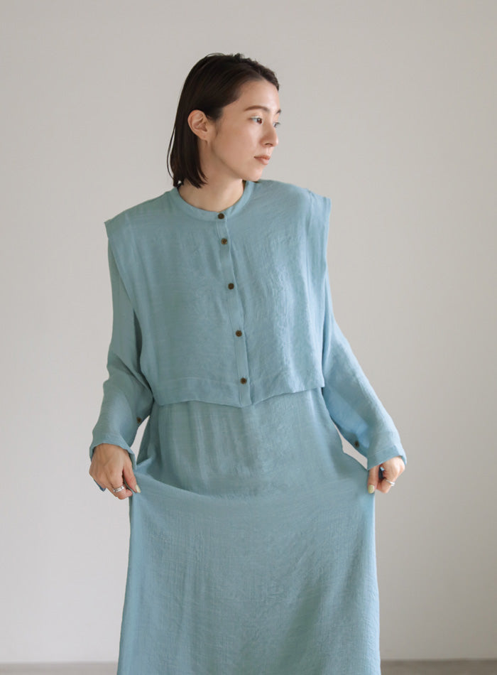 オープンスリーブシアースラブロングワンピース【SALE