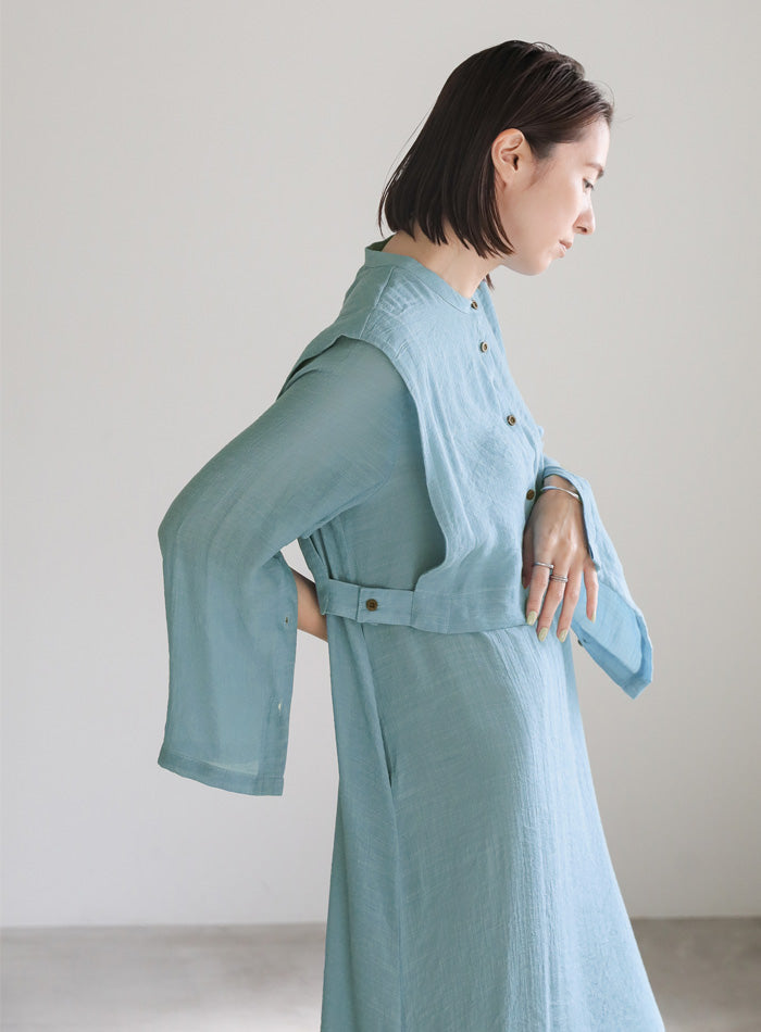 オープンスリーブシアースラブロングワンピース【SALE