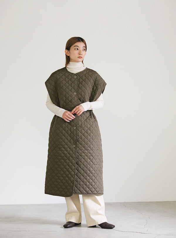 キルティングロングベスト