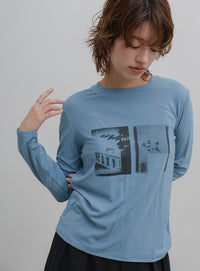 グラフィックプリントロングTシャツ