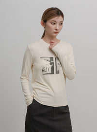 グラフィックプリントロングTシャツ