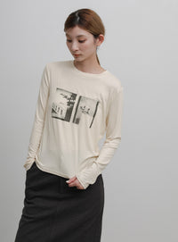 グラフィックプリントロングTシャツ