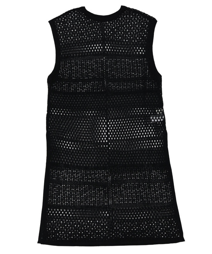 ノースリーブリネンタッチパッチワークメッシュワンピース【SALE ノースリーブリネンタッチパッチワークメッシュワンピース【SALE