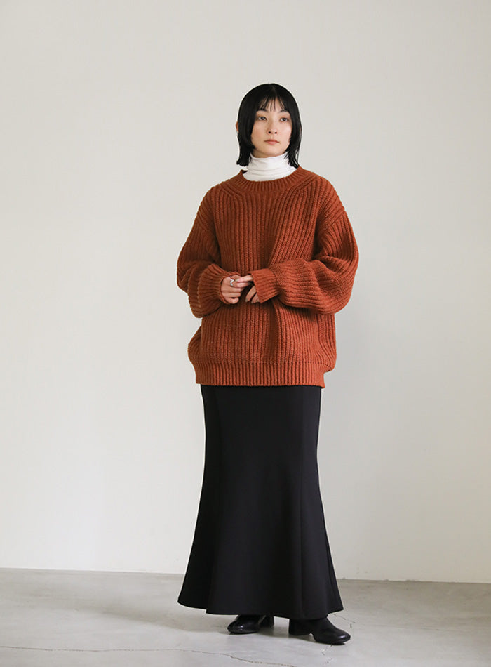 クルーネックローゲージメンズライクニット【SALE】