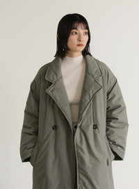スタンドカラー中綿ロングコート【SALE】