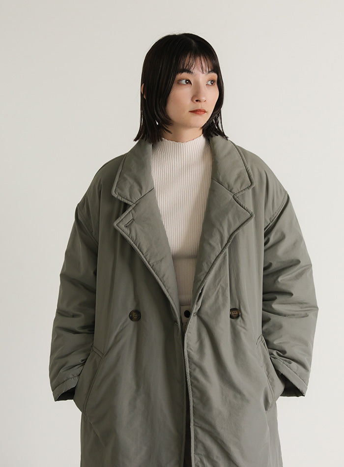 スタンドカラー中綿ロングコート【SALE】