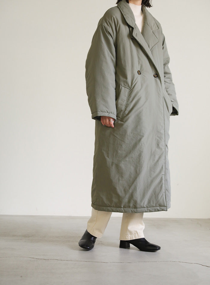 スタンドカラー中綿ロングコート【SALE】
