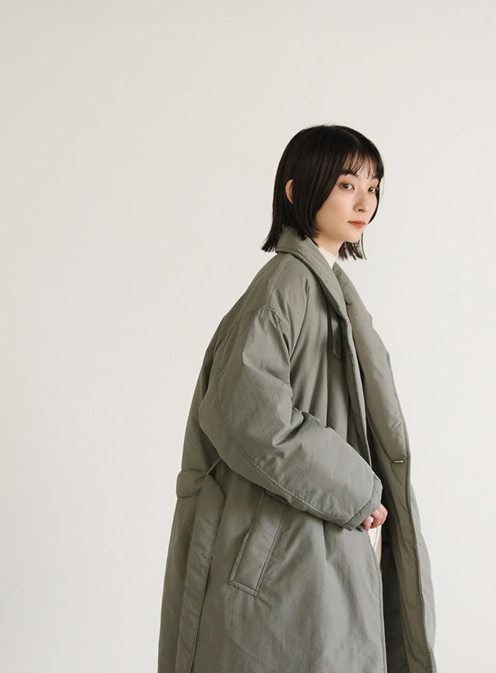 スタンドカラー中綿ロングコート【SALE】