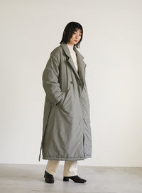 スタンドカラー中綿ロングコート【SALE】