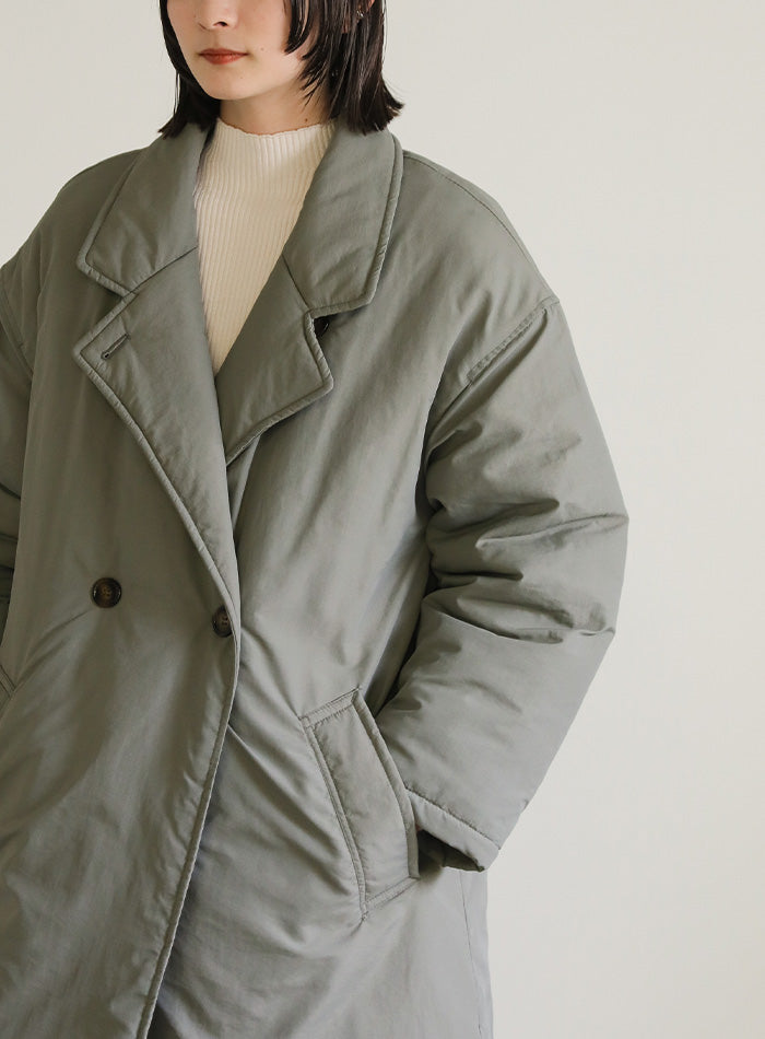 スタンドカラー中綿ロングコート【SALE】