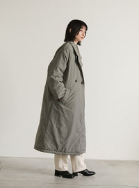 スタンドカラー中綿ロングコート【SALE】