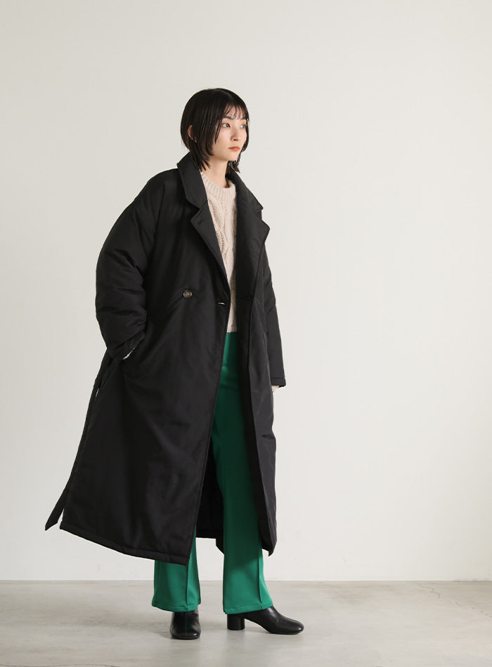 スタンドカラー中綿ロングコート【SALE】