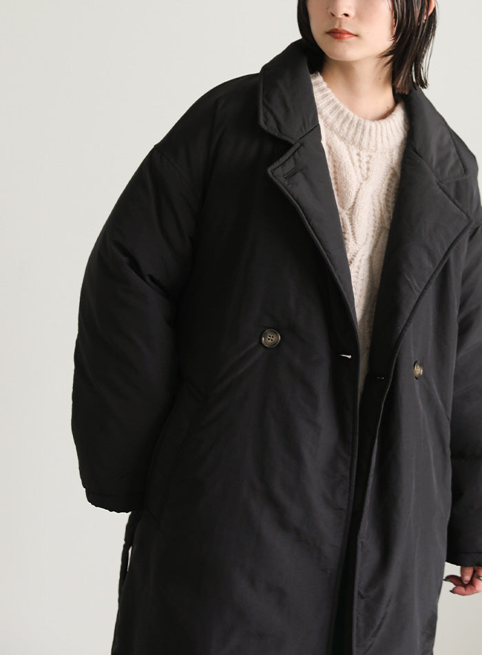 スタンドカラー中綿ロングコート【SALE】