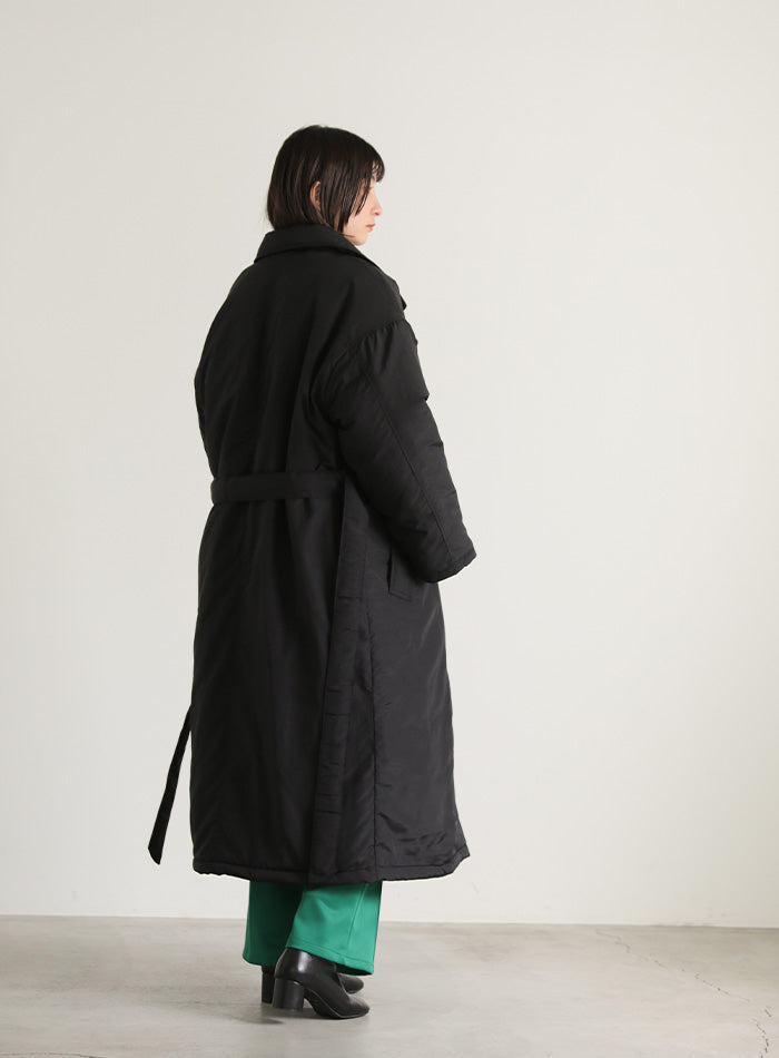 スタンドカラー中綿ロングコート【SALE】