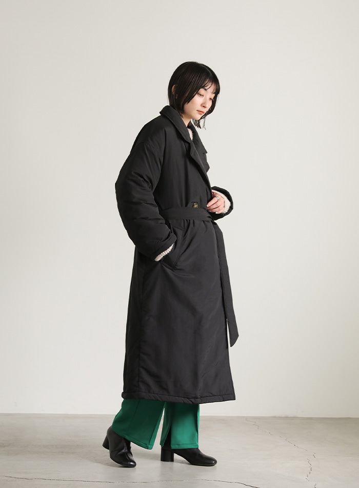 スタンドカラー中綿ロングコート【SALE】